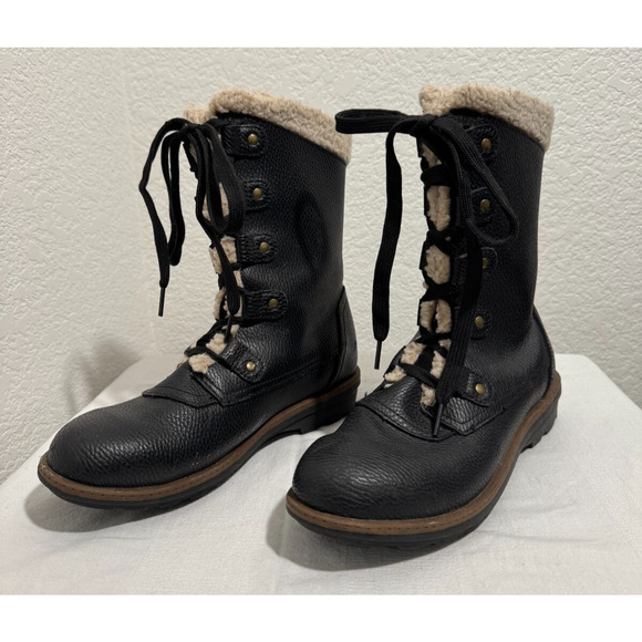 Womens Khombu Winter Boots Black Vegan Pebble Leather Size 8.5 Fleece Lined - Picture 10 of 10